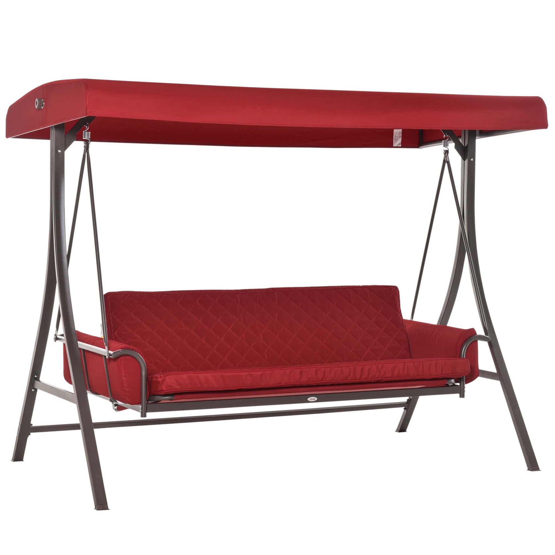 3 Person Porch Swing Bed, 2-in-1 Convertible Outdoor Patio Swing Chair Bench Hammock with Adjustable Canopy, Cushions, P