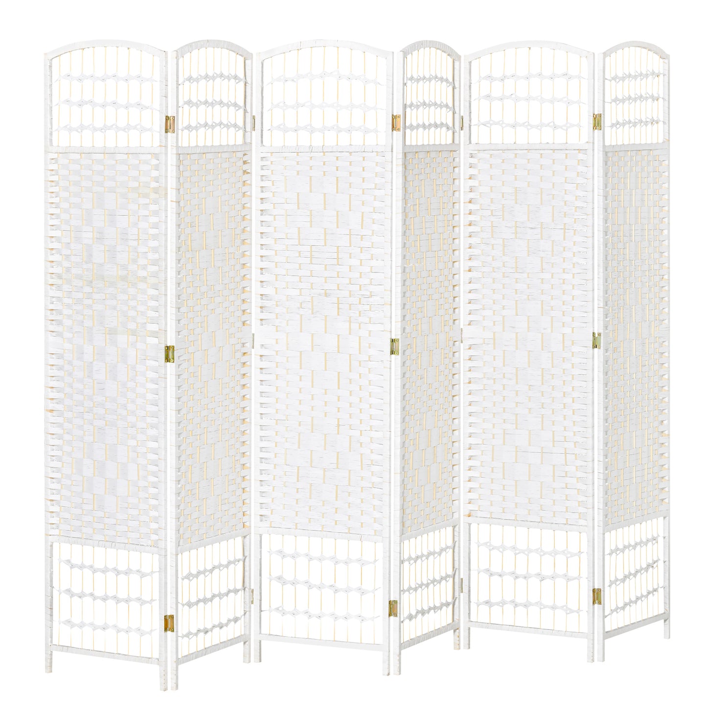 6 Panel Room Divider, 5.6 ft Tall Folding Privacy Screen, Wave Fiber Freestanding Partition Wall Divider for Home Office