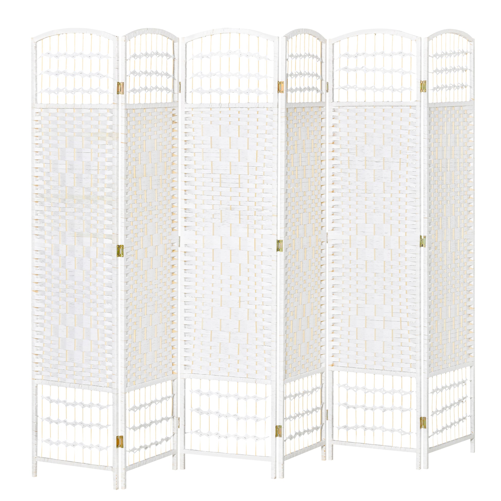 6 Panel Room Divider, 5.6 ft Tall Folding Privacy Screen, Wave Fiber Freestanding Partition Wall Divider for Home Office