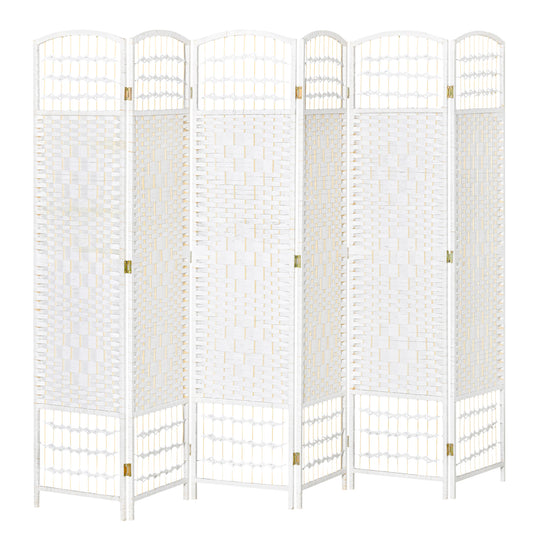 6 Panel Room Divider, 5.6 ft Tall Folding Privacy Screen, Wave Fiber Freestanding Partition Wall Divider for Home Office