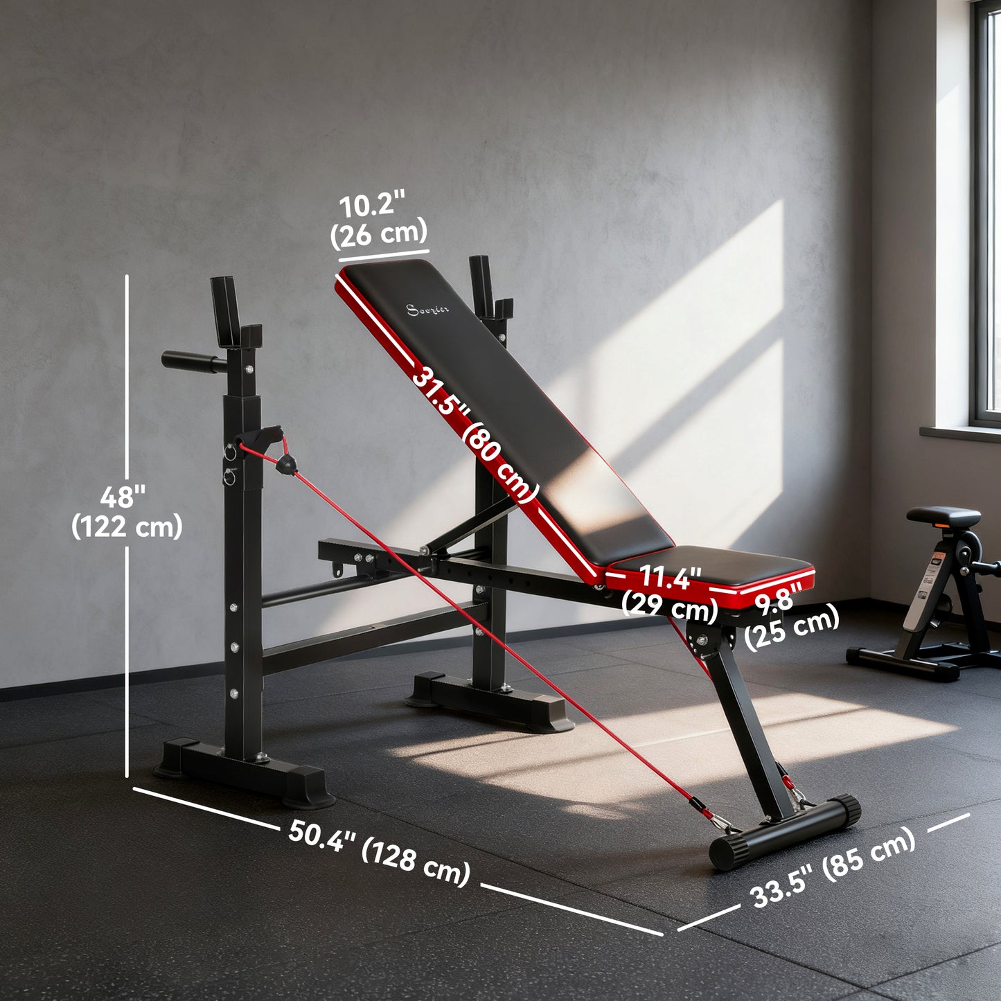 Soozier Adjustable Weight Bench with Squat Rack, Incline Flat Bench Press with Barbell Rack for Home Gym, 660 lbs Capaci