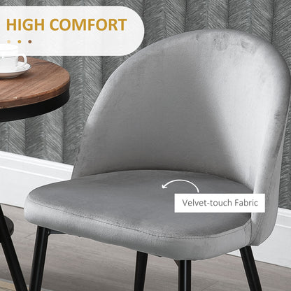 Modern Dining Chairs, Mid-Back Velvet-touch Upholstery Side Chair, Table Chair for Living Room, Dining Room, Grey, Set o