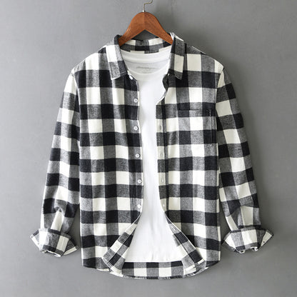 Men's Casual Plaid Button-Up Shirt
