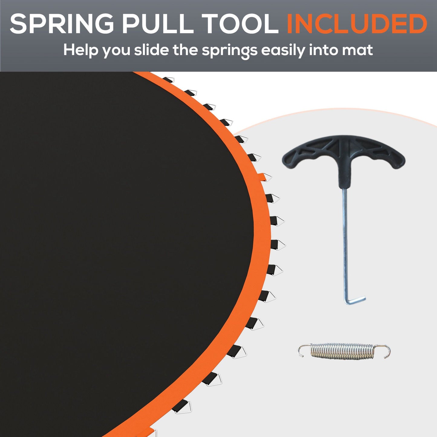 Soozier Trampoline Mat Replacement with Spring Pull Tool and 72 V-Hooks, Fits 12ft Trampoline, Using 5.5" Springs, Orang