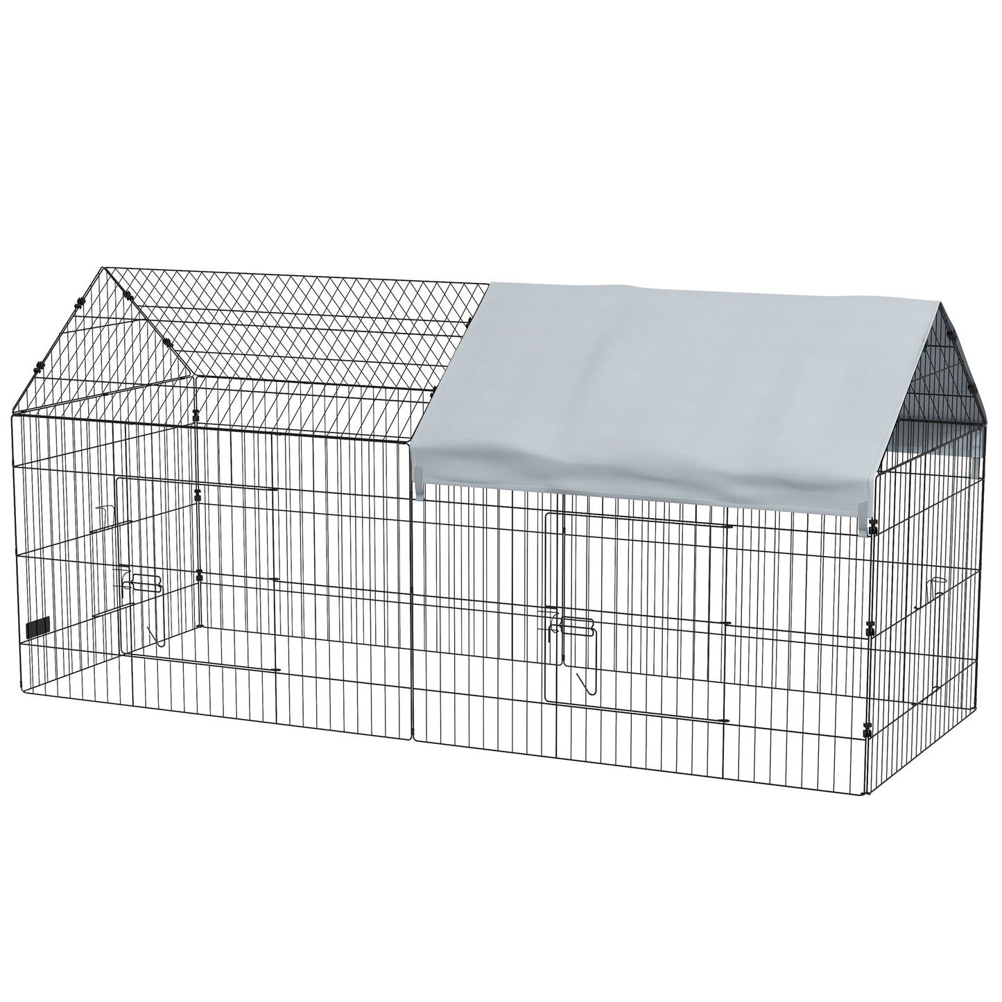 87" Small Animal Cage with Roof, Indoor/Outdoor Use,  for Chicken, Rabbits, Chinchillas, Silver