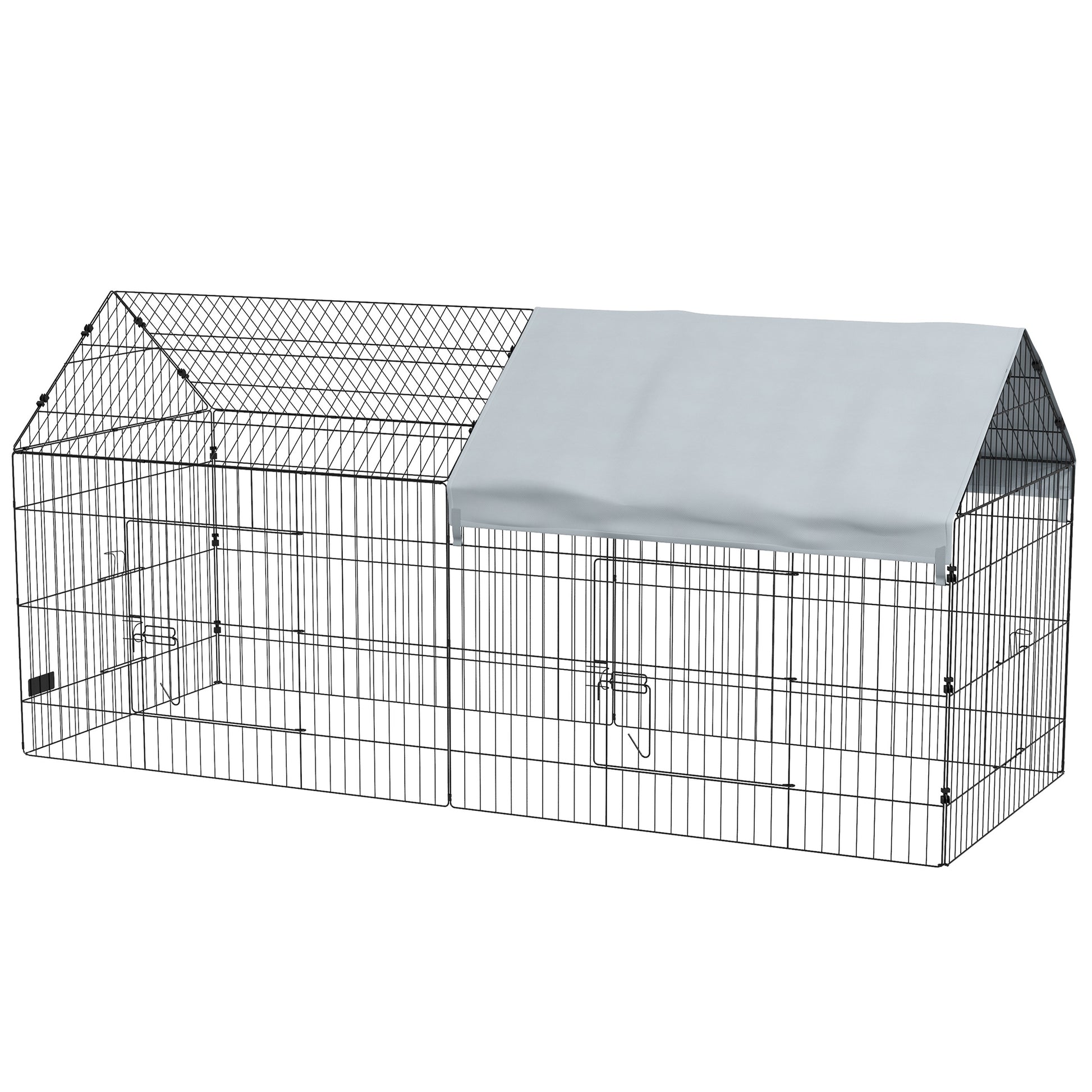 87" Small Animal Cage with Roof, Indoor/Outdoor Use,  for Chicken, Rabbits, Chinchillas, Silver