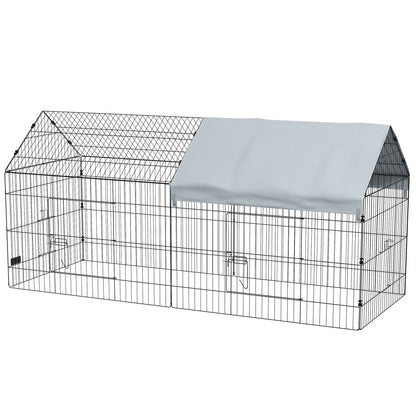 87" Small Animal Cage with Roof, Indoor/Outdoor Use,  for Chicken, Rabbits, Chinchillas, Silver