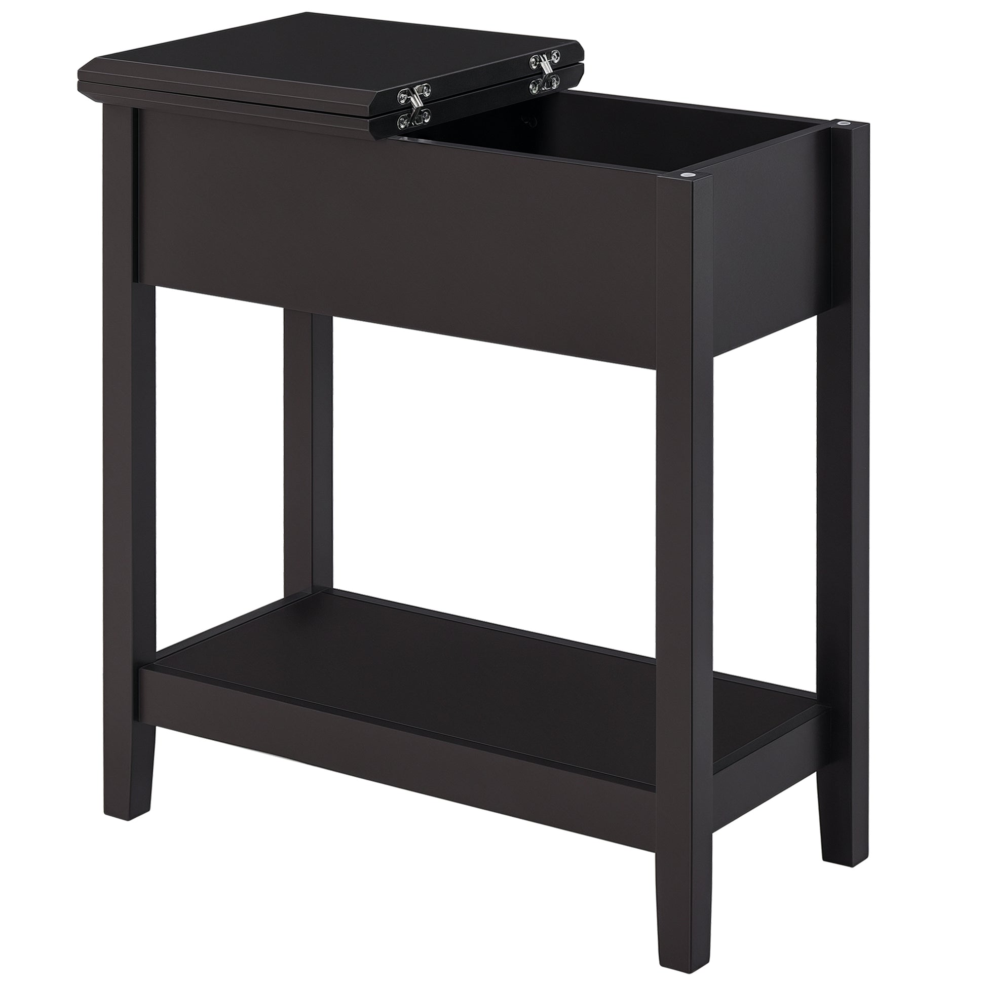 End Side Table in Flip Top Design with Cabinet and Bottom Shelf, Storage Furniture Decoration for Bedroom Living Room Of