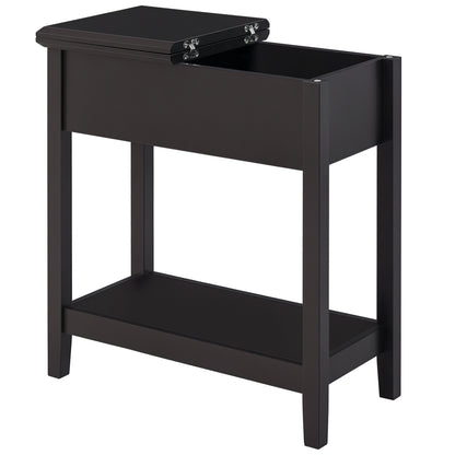 End Side Table in Flip Top Design with Cabinet and Bottom Shelf, Storage Furniture Decoration for Bedroom Living Room Of