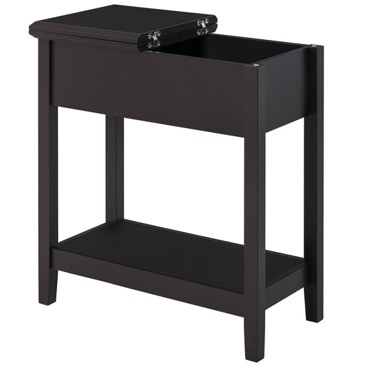 End Side Table in Flip Top Design with Cabinet and Bottom Shelf, Storage Furniture Decoration for Bedroom Living Room Of