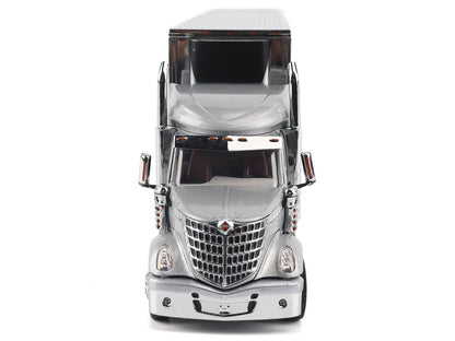 International Lonestar Truck with Sleeper Silver Metallic with "CAT Caterpillar" Mural Trailer "Transport Series" 1/50 Diecast Model by Diecast Masters