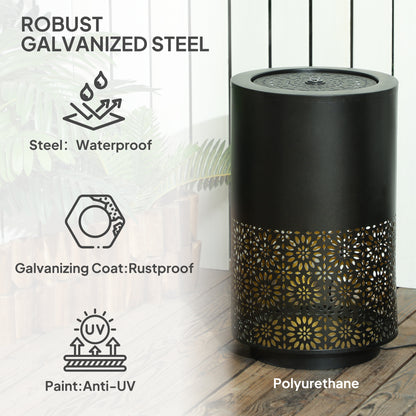 21" Tall Garden Waterfall Fountain with LED Lights, Outdoor Water Fountain Water Feature with Adjustable Flow, Black