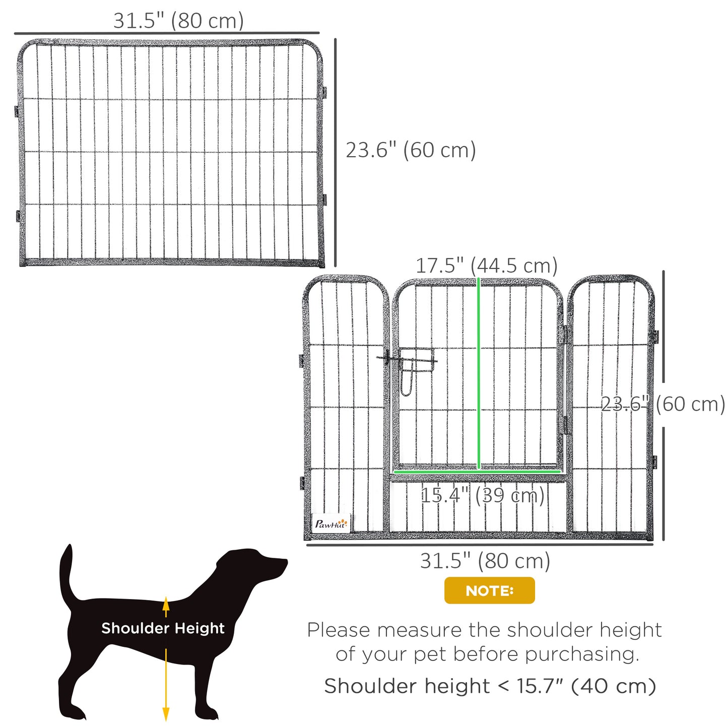 Heavy Duty Dog Playpen, 16 Panels Pet Playpen Dog Fence, Portable Puppy Exercise Pen, with 2 Doors Locking Latch, Outdoo
