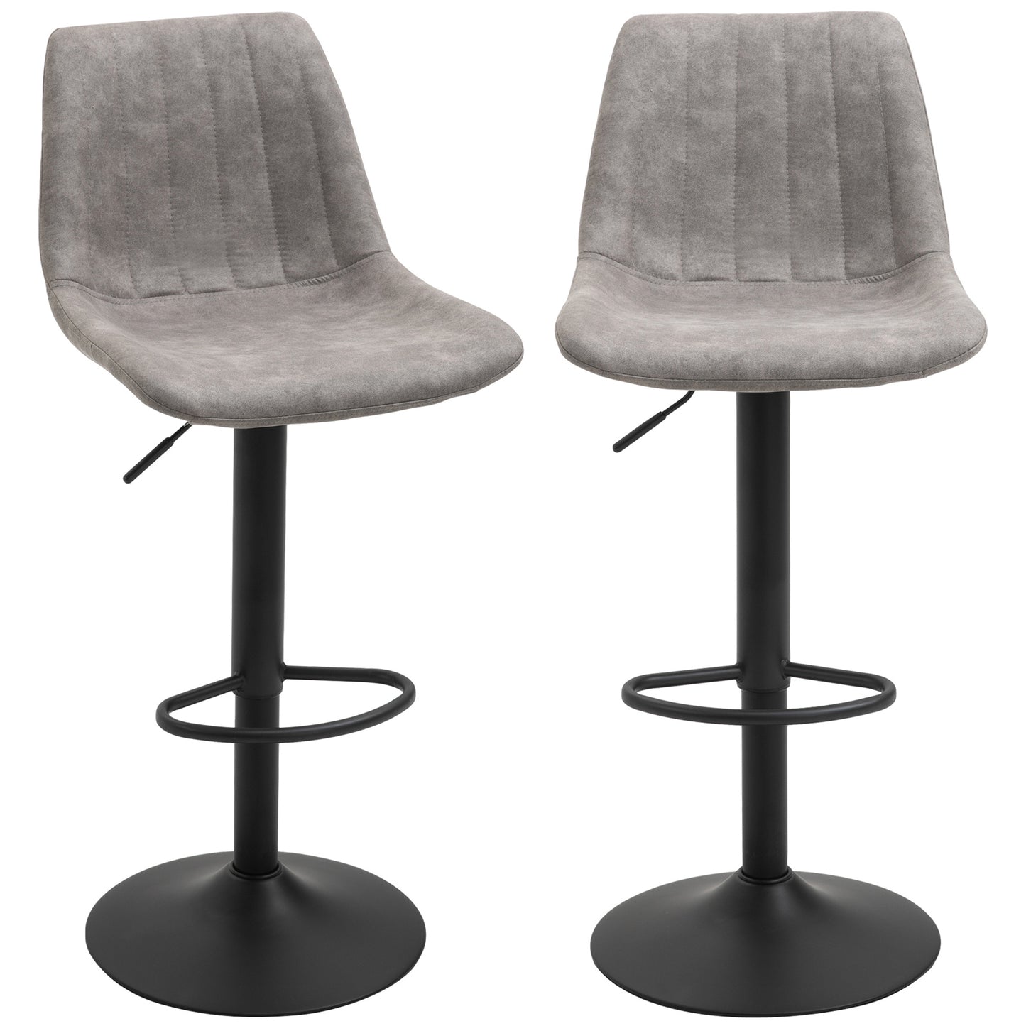 Adjustable Bar Stools Set of 2, Leathaire Swivel Barstools with Back and Footrest, Upholstered Bar Chairs for Kitchen, D