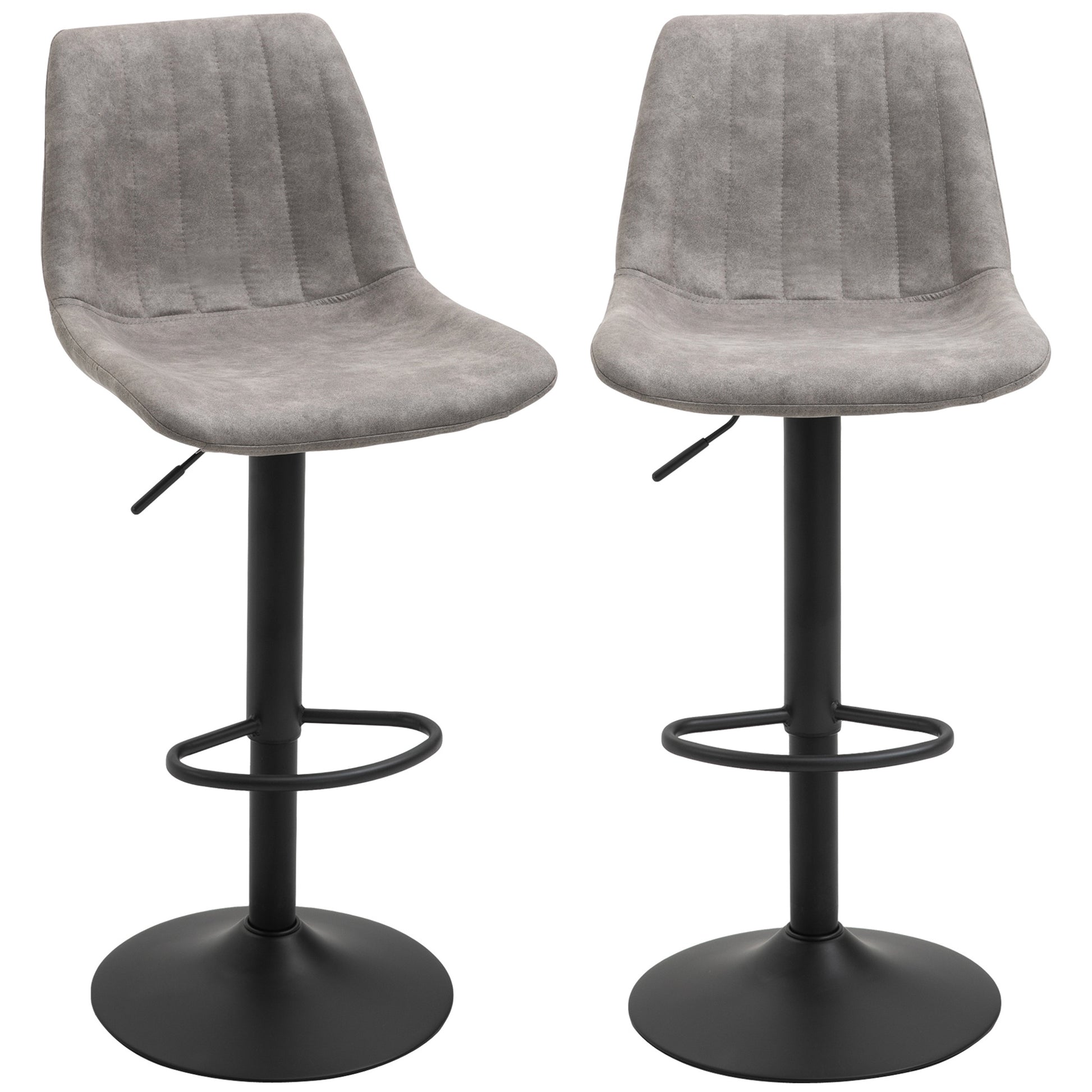 Adjustable Bar Stools Set of 2, Leathaire Swivel Barstools with Back and Footrest, Upholstered Bar Chairs for Kitchen, D