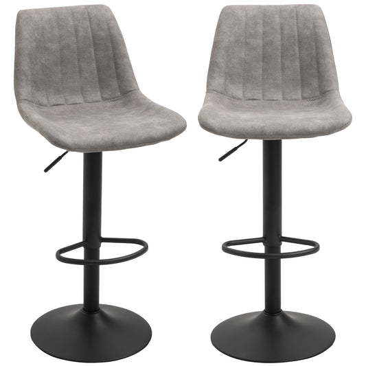 Adjustable Bar Stools Set of 2, Leathaire Swivel Barstools with Back and Footrest, Upholstered Bar Chairs for Kitchen, D