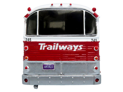 1964 MCI MC-5A Coach Bus "Trailways Chicago" White with Red Stripes "Vintage Bus & Motorcoach Collection" Limited Edition to 504 pieces Worldwide 1/87 (HO) Diecast Model by Iconic Replicas