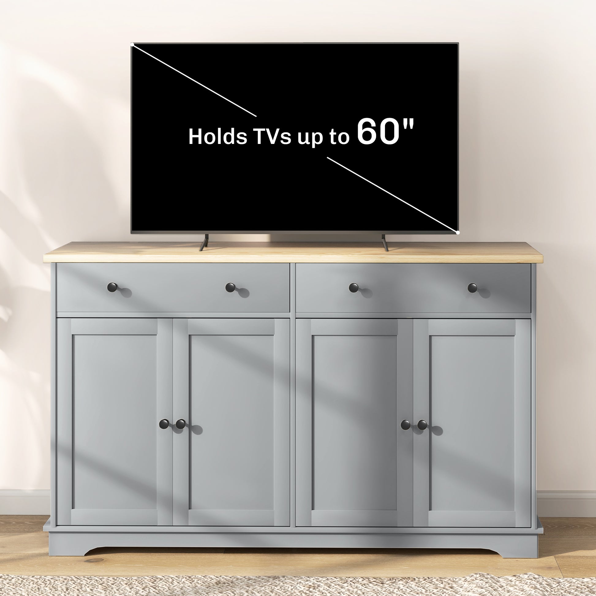 Modern Sideboard, Buffet Cabinet with Storage Drawers, Adjustable Shelves for Living Room, Dining Room, Entryway, Grey
