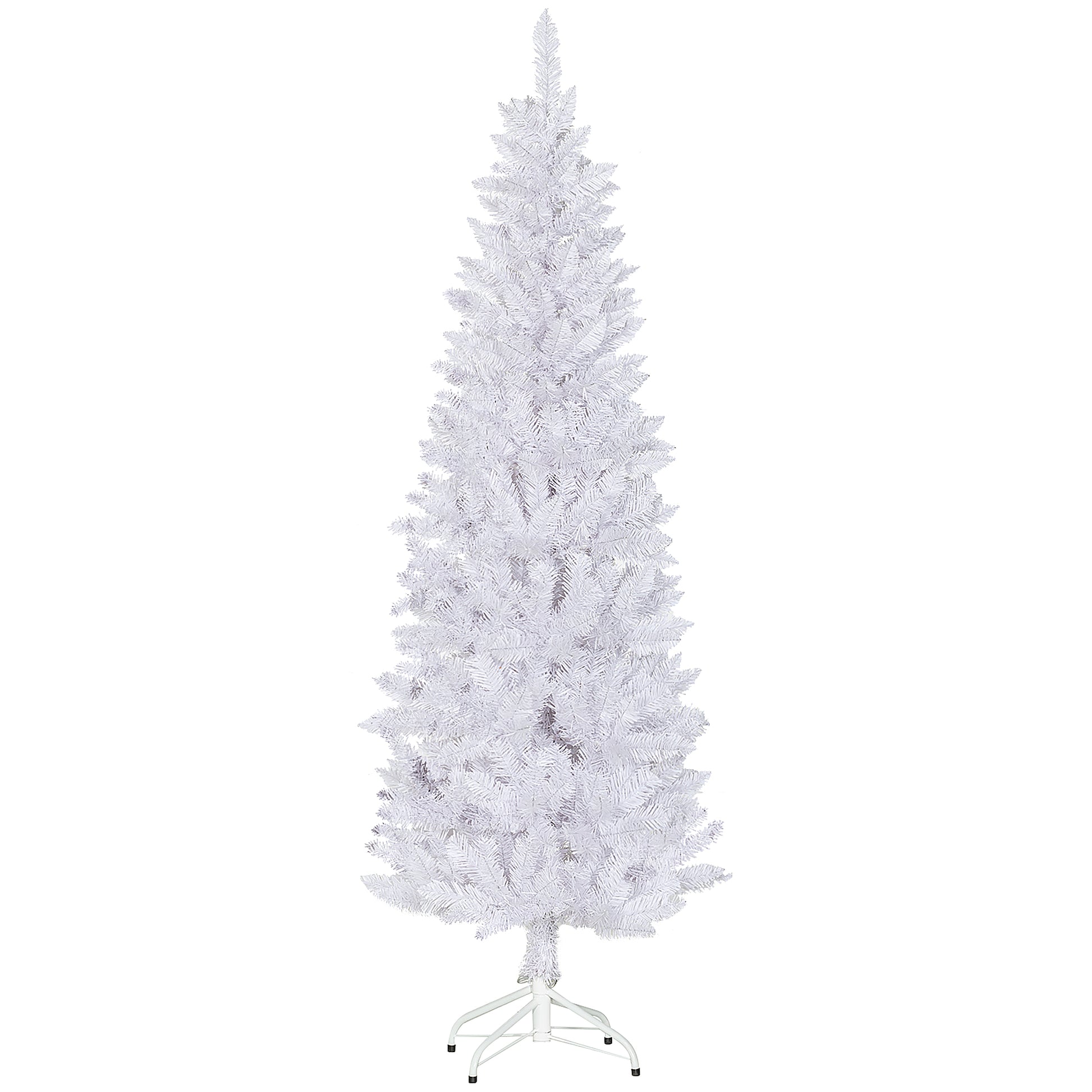 6ft Tall Pencil Artificial Christmas Tree with 479 Branch Tips with Steel Base, White