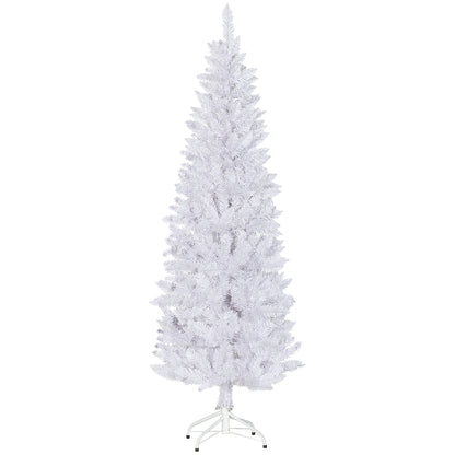 6ft Tall Pencil Artificial Christmas Tree with 479 Branch Tips with Steel Base, White