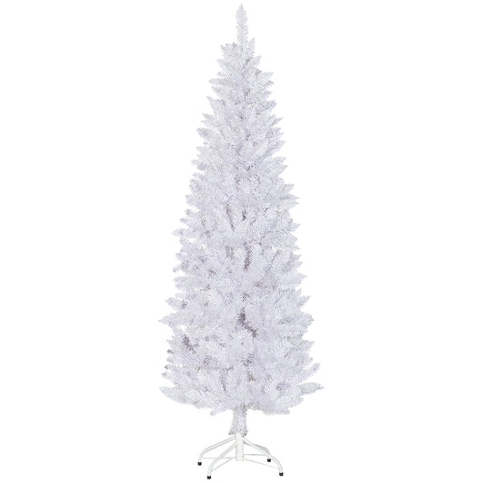 6ft Tall Pencil Artificial Christmas Tree with 479 Branch Tips with Steel Base, White