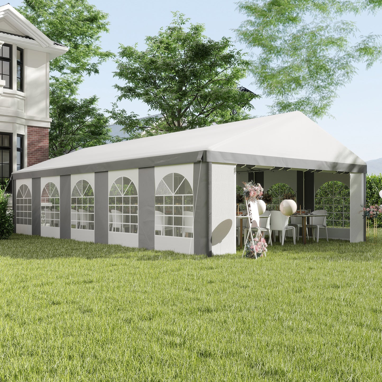 20'x33' Heavy Duty Large Party Tent & Carport with Removable Sidewalls, Portable Garage Canopy Tent, Grey