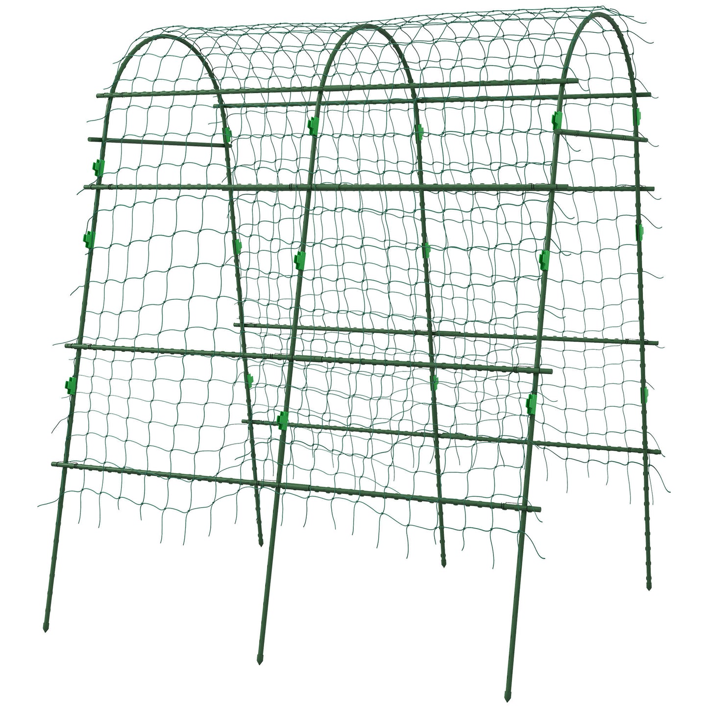 Arched Garden Trellis w/ Climbing Net Metal Cucumber Plant Trellis A-Frame for Climbing Plants 57" x 66" x 81"