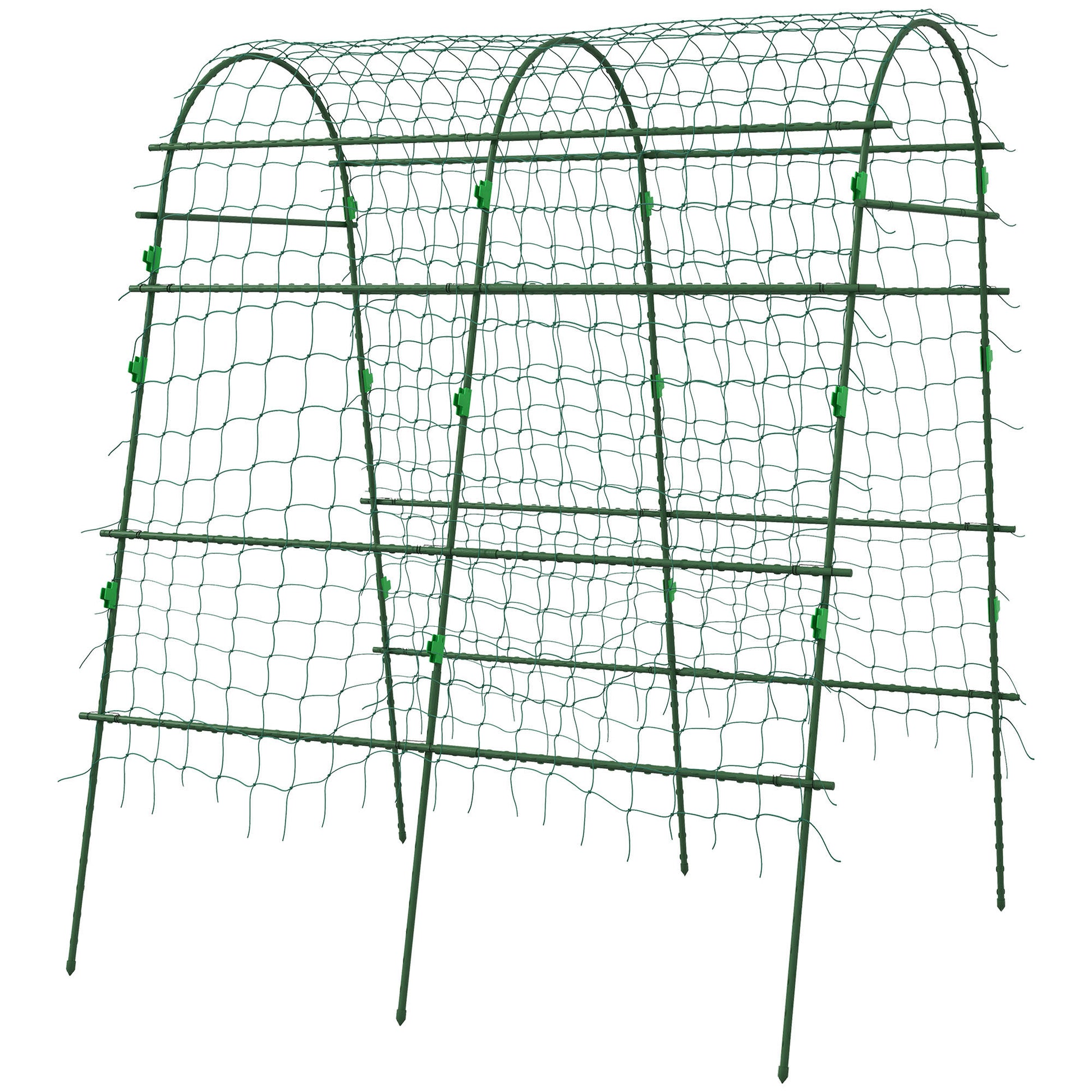 Arched Garden Trellis w/ Climbing Net Metal Cucumber Plant Trellis A-Frame for Climbing Plants 57" x 66" x 81"
