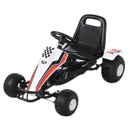 VarietyKart Kids Pedal Go Kart Children Racing Style Ride on Car with Adjustable Seat, Plastic Wheels, Handbrake and Shi