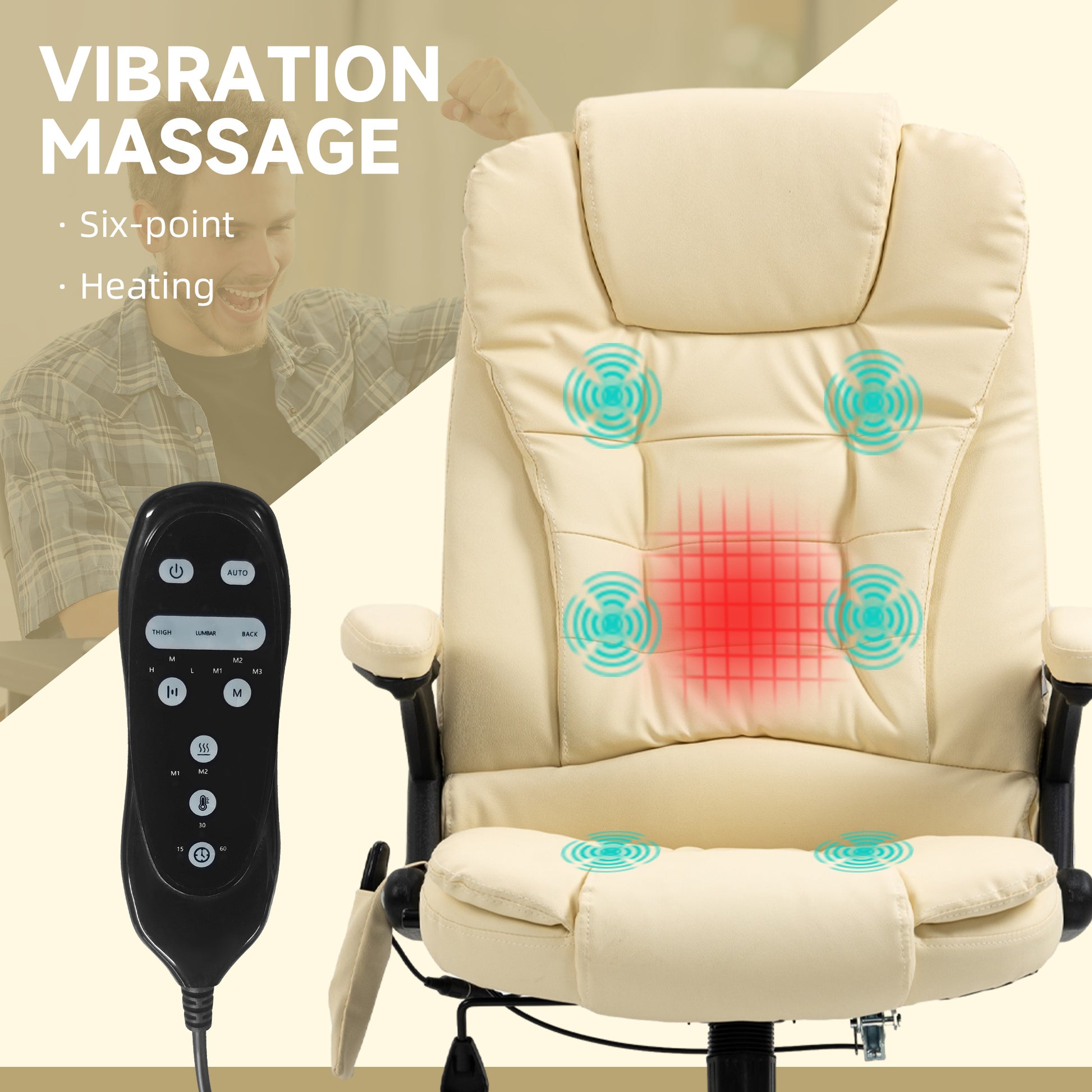 Office Chair Adjustable Heated Ergonomic Massage Swivel Vibrating High Back Leather Executive Chair Office Furniture (Be