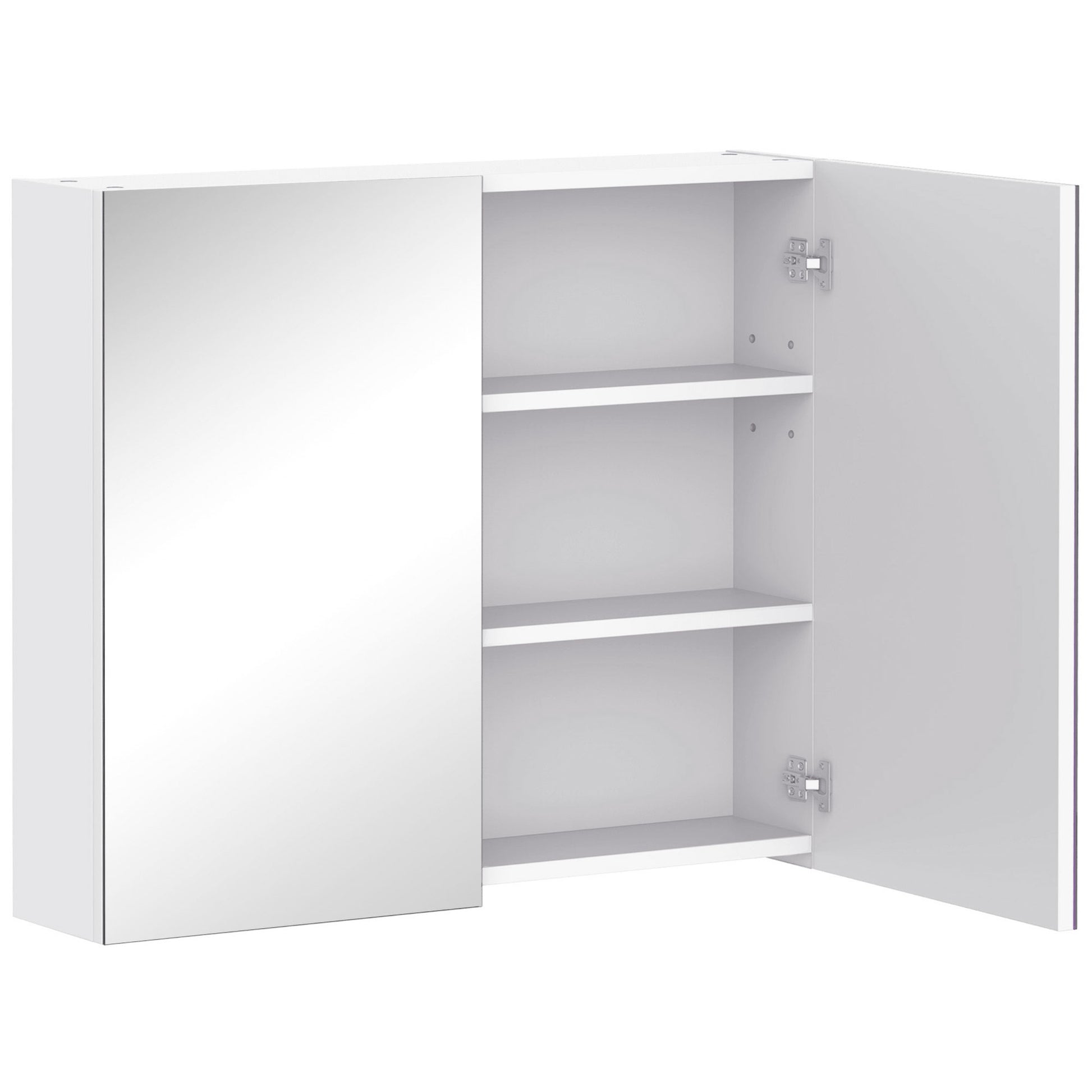Wall Mount Mirrored Medicine Cabinet, Bathroom Mirror Cabinet with Adjustable Shelf, Double Soft Closing Doors, Light Li