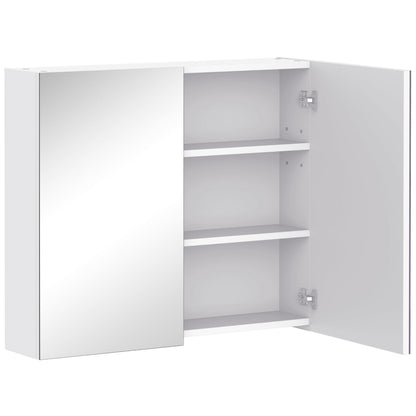 Wall Mount Mirrored Medicine Cabinet, Bathroom Mirror Cabinet with Adjustable Shelf, Double Soft Closing Doors, Light Li