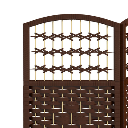 3 Panel Folding Room Divider, Portable Privacy Screen, Wave Fiber Room Partition for Home Office, Brown