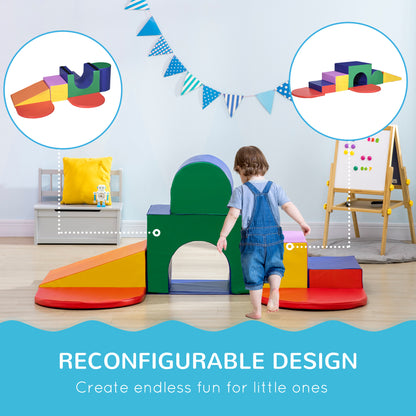Qaba 7-piece Soft Play, Foam Climbing Blocks for Toddlers, Kids' Educational Climbing Crawling Toys, Kids Foam Play Set 