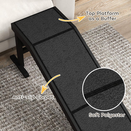 Pet Ramp Bed Steps for Dogs Cats Non-slip Carpet Top Platform Pine Wood 59"L x 16"W x 20"H Black