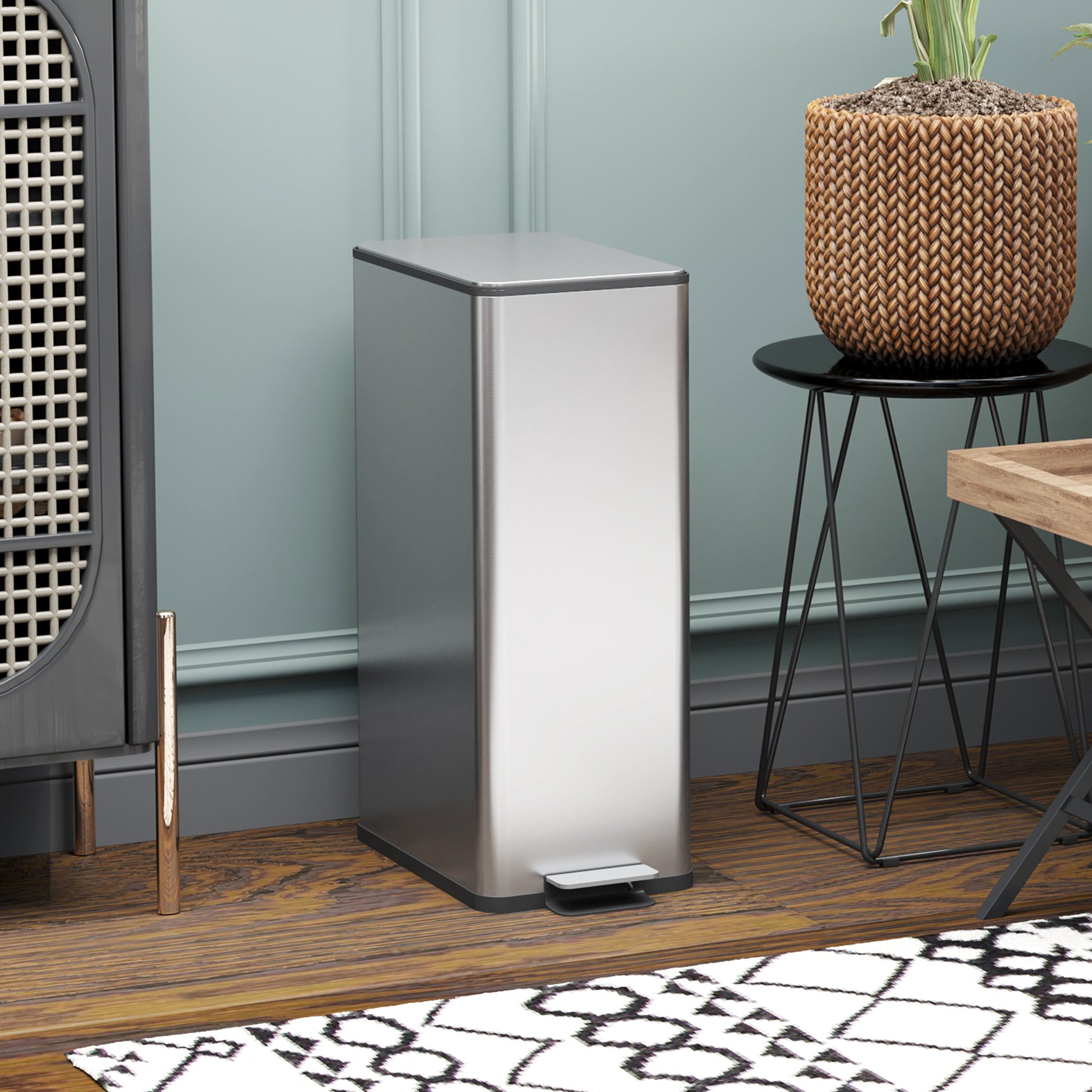 5.3 gal/20 L Stainless Steel Kitchen Garbage Can with Soft-close Lid, Foot Pedal, Fingerprint-Proof, Silver
