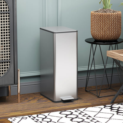 5.3 gal/20 L Stainless Steel Kitchen Garbage Can with Soft-close Lid, Foot Pedal, Fingerprint-Proof, Silver