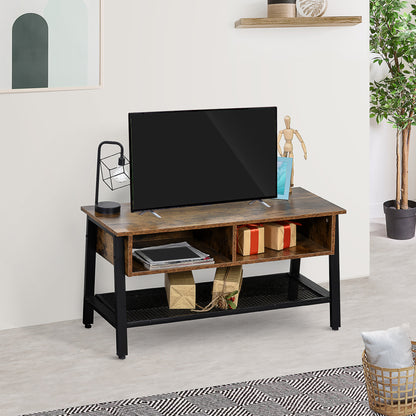 Industrial TV Stand, TV Console Table for TV up to 45'' Flat Screen, Entertainment Center for Living Room, Bedroom, Rust