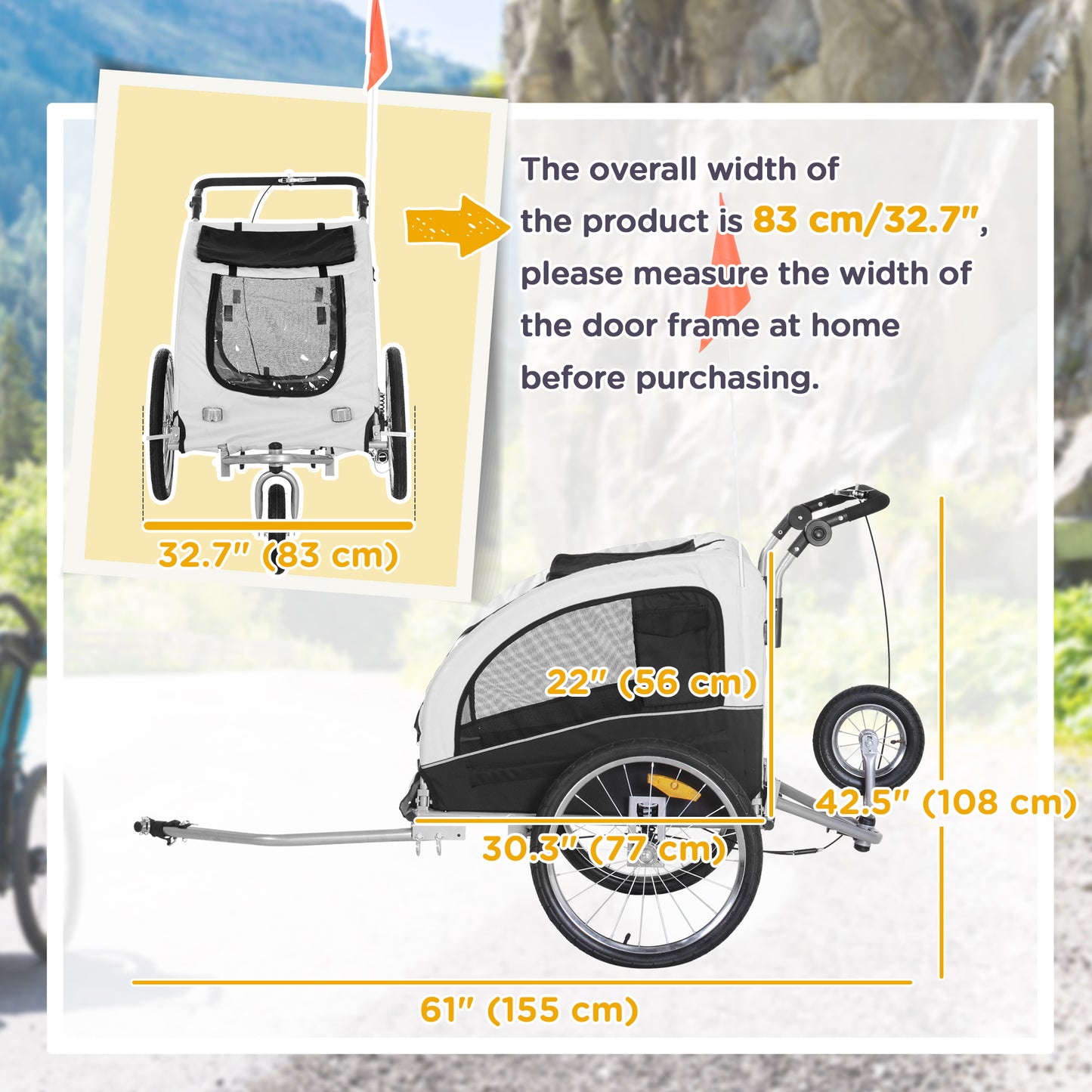 VarietyKart Elite II Dog Bike Trailer 2-In-1 Pet Stroller Cart Bicycle Wagon Cargo Carrier Attachment for Travel with Su