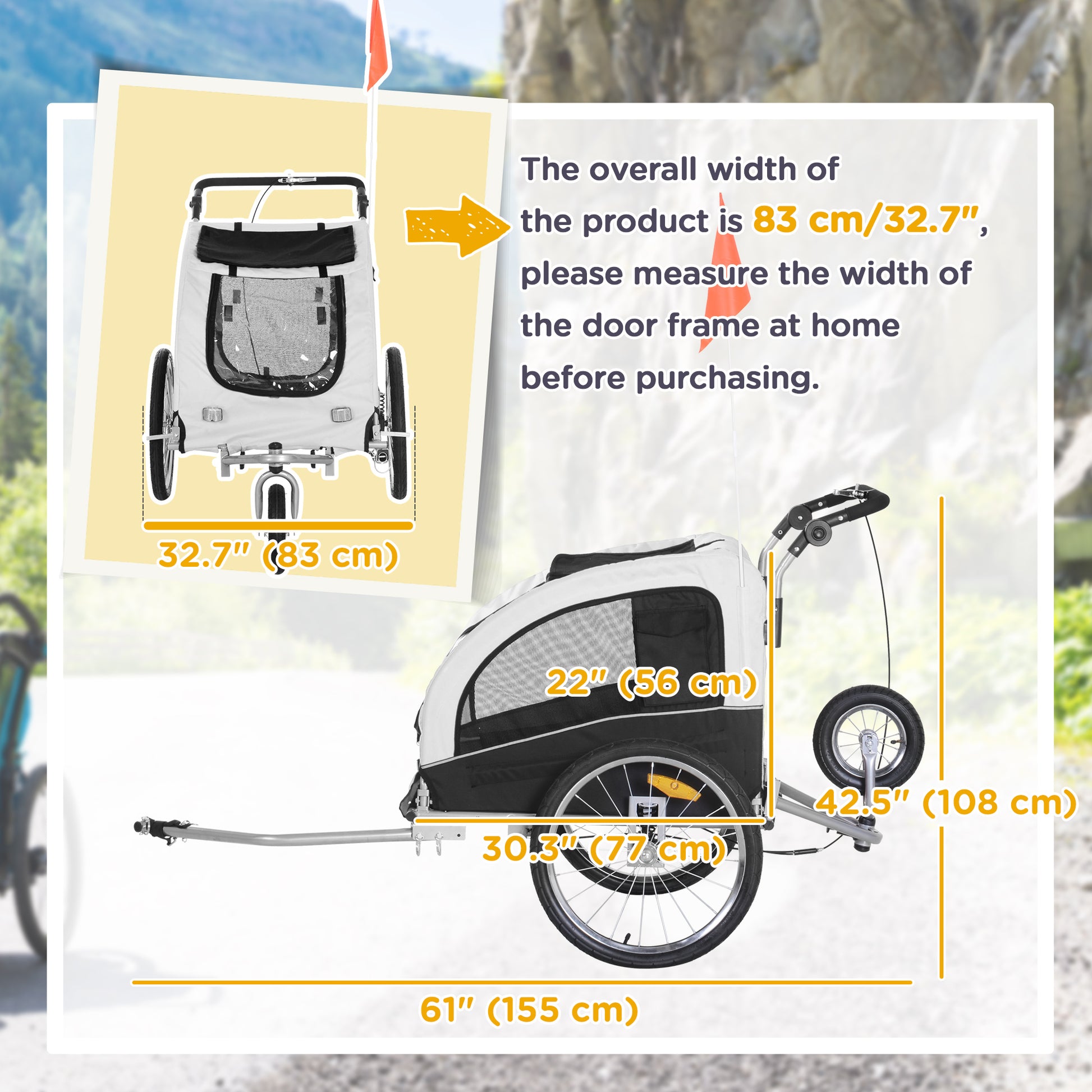 VarietyKart Elite II Dog Bike Trailer 2-In-1 Pet Stroller Cart Bicycle Wagon Cargo Carrier Attachment for Travel with Su