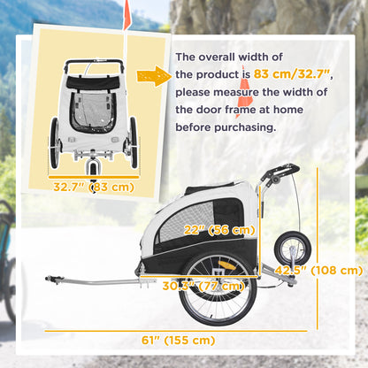 VarietyKart Elite II Dog Bike Trailer 2-In-1 Pet Stroller Cart Bicycle Wagon Cargo Carrier Attachment for Travel with Su