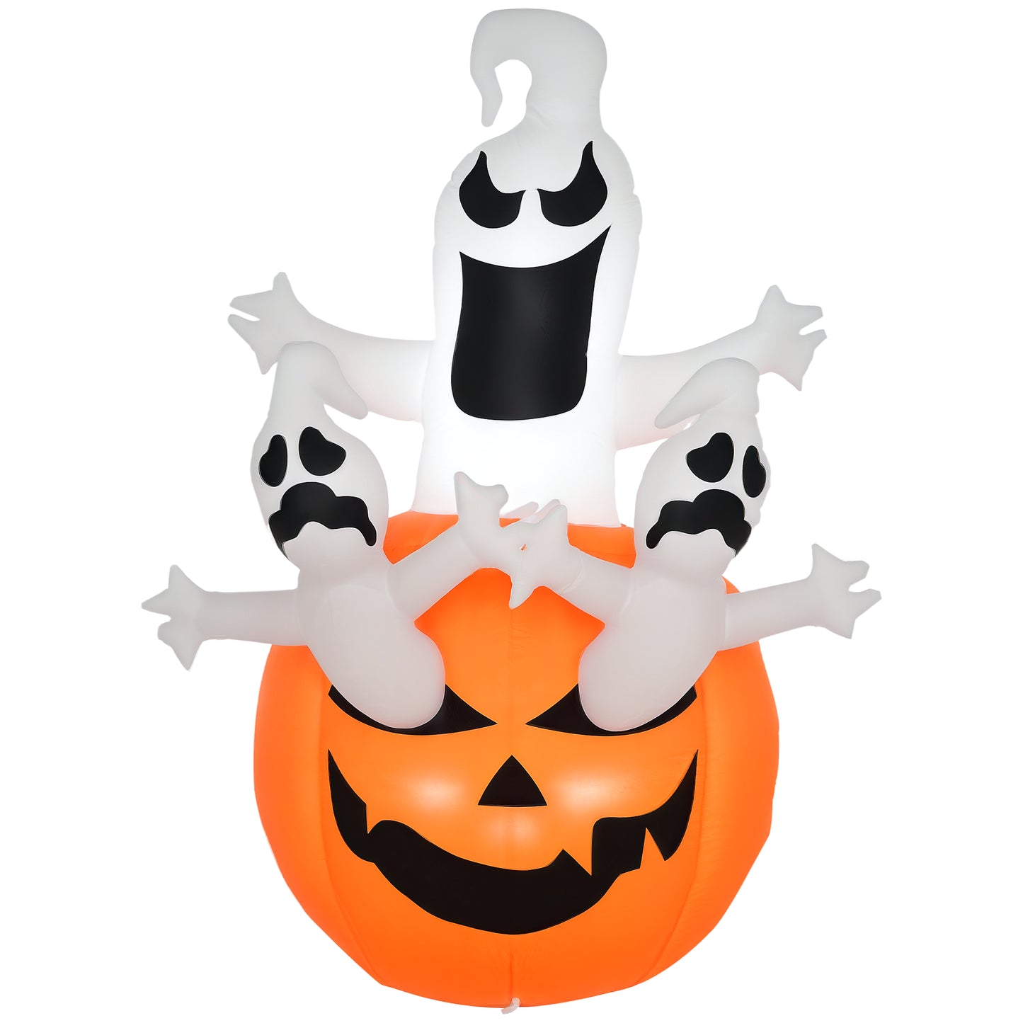 6FT Tall Halloween Inflatable Jack-O-Lantern and Ghosts, Outdoor Blow Up Yard Decoration with Pumpkin Lantern and LED Li