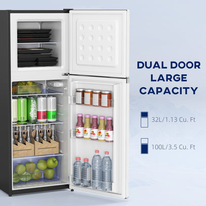 Double Door Mini Fridge with Freezer, 4.6 Cu.Ft Small Refrigerator with Thermostat, Shelves, Reversible Door, Silver