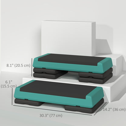 Soozier Adjustable Exercise Step Platform, 3-Level with Risers 4", 6", 8" Aerobic Stepper, 550lbs Weight Capacity, Green