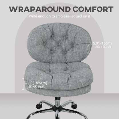 Computer Desk Chair, Armless Office Chair with Wide Padded Seat and Adjustable Height, Tilt Function, Grey