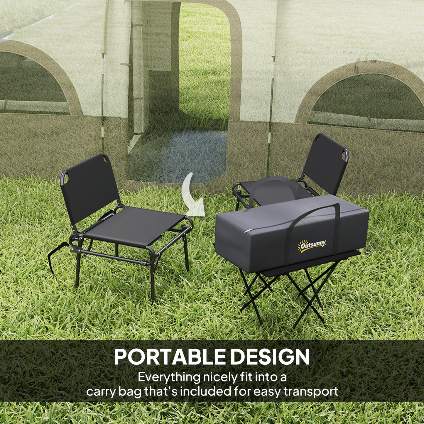4 Person Camping Tent, 3 Room Cabin Tent, 3000mm Waterproof and UPF30+ with Sewn in Groundsheet and Carry Bag, Khaki