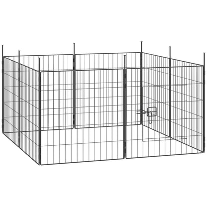 Dog Playpen for Indoor Outdoor use, Heavy Duty Dog Fence with Door, 23.6" High, 8 Panels, Black