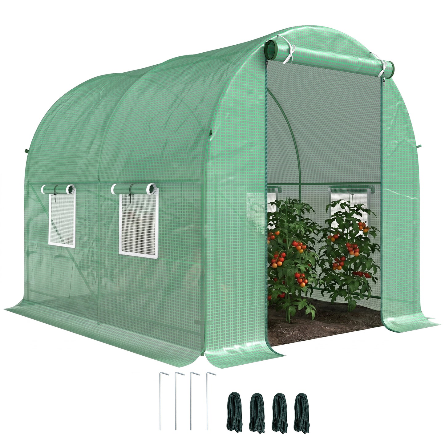 8'x6.6'x6.6' Heavy Duty Walk-in Greenhouse Garden Tunnel Hot House Outdoor Flower Vegetable Growth Warm House Roll Up Do