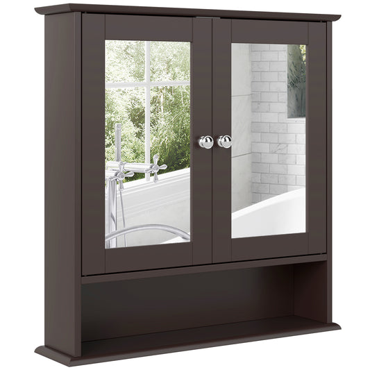 Medicine Cabinet, Wall-Mounted Bathroom Mirror Cabinet with Double Doors, Open Shelf, and Adjustable Shelf, Modern Bathr