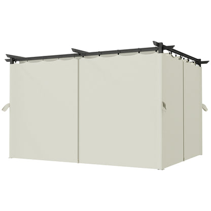 10' x 13' Pergola with Retractable Canopy and Curtains, UPF30+ Sun Shade Shelter for Grill, Garden, Backyard, Deck